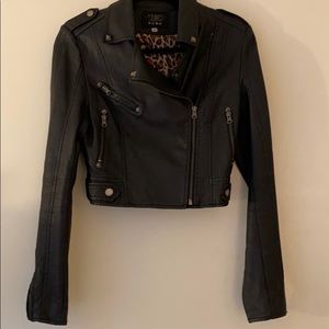 Black Crop Faux Leather Jacket